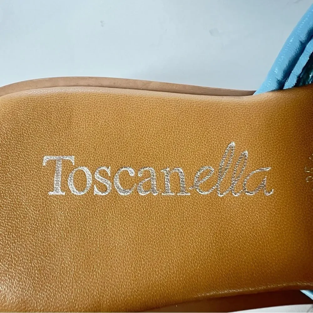 Toscanella Italian Sky Blue Embellished Boho Comfort Slide Sandals SZ 8.5
